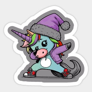 Unicorn Santa Sticker